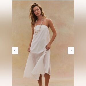 Free People White Strapless Midi Dress